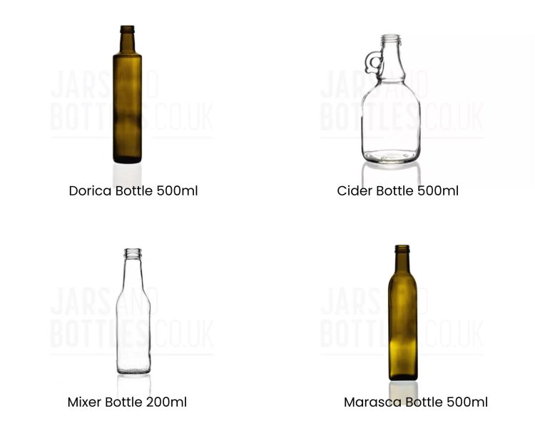 4 glass bottles for oils and vinegars