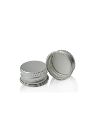 20mm Silver Aluminium Screw Cap (200AE 20/410 Brushed Aluminium Ribbed Screw Cap EPE Lined). Perfect for Spirit bottles and liquids like gin, vodka and whiskey 