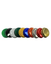 Crown caps / closures available in Gold, black, silver, white, green, yellow, blue, red and orange. ideal closure for homebrewing.