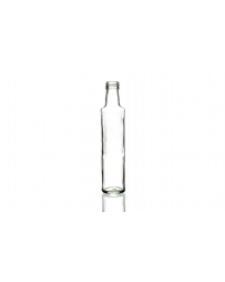 250ml Dorica glass bottle, round design perfect for oils, sauces, dressings, and beverages. Sleek and versatile