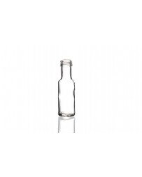 100ml Dorica glass bottle with a 31.5mm neck and screw lid, round design ideal for oils, dressings, sauces, and beverages. Compact and versatile