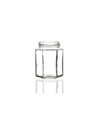 190ml hexagonal glass jar with twist off lid. 