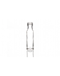 100ml Marasca glass bottle with a 31.5mm neck and screw lid, square design ideal for oils, dressings, sauces, and beverages. Compact and elegant.