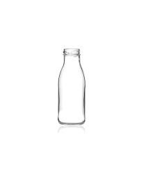 250ml glass milk bottle with a twist-off lid and 38mm neck, ideal for milk, juices, dairy products, and sauces. Durable and versatile design