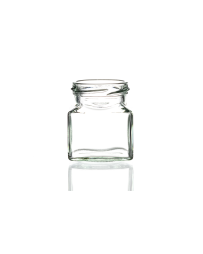130ml small flint glass square jar with a 53mm twist-off lid, perfect for jams, jellies, chutneys, pickles, and preserves
