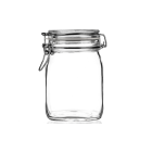 1000ml flint clip-top glass jar with a hinged lid, airtight design ideal for preserves, dry food, coffee beans, pasta, and home canning.