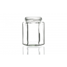 280ml flint hexagonal glass jar with a twist-off lid, versatile design perfect for jams, chutney, pickling, and sauces. Available in low quantities or bulk wholesale.