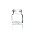 130ml small flint glass square jar with a 53mm twist-off lid, perfect for jams, jellies, chutneys, pickles, and preserves
