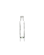 250ml Dorica glass bottle, round design perfect for oils, sauces, dressings, and beverages. Sleek and versatile