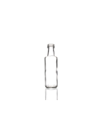 100ml Dorica glass bottle with a 24mm neck and screw lid, round design ideal for oils, dressings, sauces, and beverages. Compact and functional