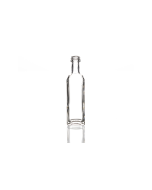 60ml miniature Marasca glass bottle with an 18mm neck and screw lid, square design ideal for oils, dressings, sauces, and beverages. Compact and versatile.