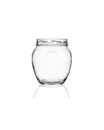 1062ml flint glass Orcio jar with a unique shaped design, ideal for homemade jams, chutneys, chilies, and more, sold without caps.