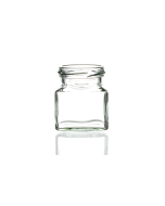 130ml small flint glass square jar with a 53mm twist-off lid, perfect for jams, jellies, chutneys, pickles, and preserves