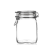 1000ml flint clip-top glass jar with a hinged lid, airtight design ideal for preserves, dry food, coffee beans, pasta, and home canning.