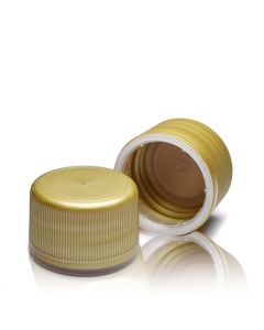 31.5mm Plastic Gold Tamper Evident EPE Cap suitable for oil bottles, offering a secure and airtight seal.