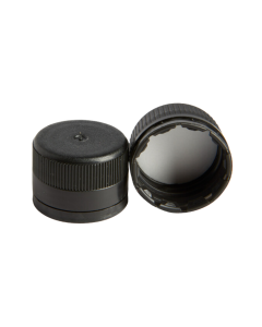 31.5mm Plastic Black Tamper Evident EPE Cap suitable for oil bottles, offering a secure and airtight seal.