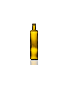 750ml green Dorica glass bottle, round design perfect for oils, sauces, dressings, and beverages. Stylish, durable, and versatile