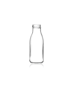 250ml glass milk bottle with a twist-off lid and 38mm neck, ideal for milk, juices, dairy products, and sauces. Durable and versatile design