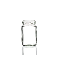 3.5oz flint glass mustard jar with a twist-off lid, perfect for storing mustards, chutneys, and sauces. Available in low quantities or bulk wholesale