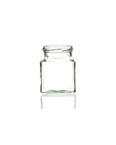 200g square flint glass jar with a twist-off lid, perfect for herbs, jellies, spices, jams, pickles, chutney, and preserves. Available in low quantities or bulk wholesale